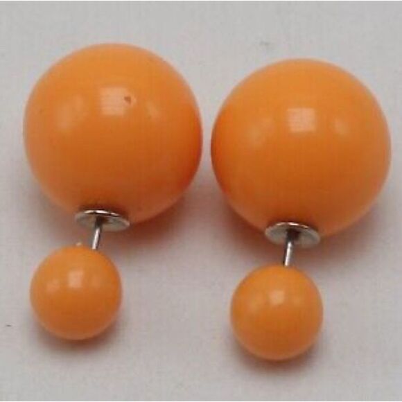 Double Ball Stud Earrings Minimalist Chic Double Sided Front Back E… - Picture 1 of 2